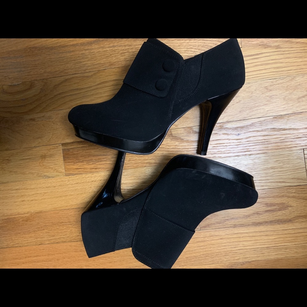 Black high heeled booties